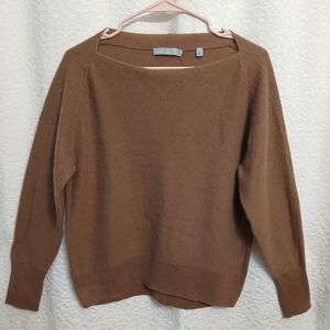 Vince Women's 100% Cashmere Brown Boat Neck Sweater